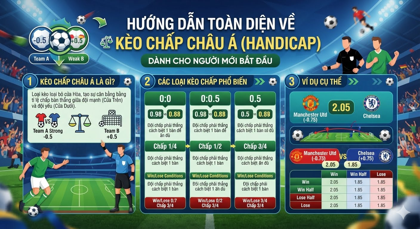 kèo chấp châu á handicap là gì